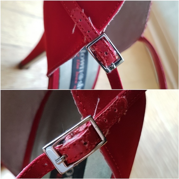 Town Shoes Red Satin Heels - Picture 3 of 3